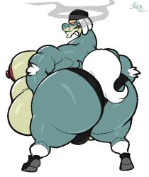 bara bhm big_ass big_belly big_nipples bobthetanuki cigar drampa extrasizedbob gay gdilf gilf hat male_only male_with_breasts overweight_male pokemon pokemon_sm skullcap smoking socks solo_male tail thong