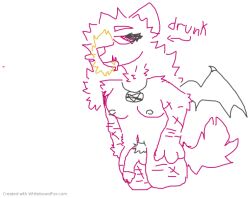 anthro breasts canid canine canis demon drunk female hybrid intersex intersex/intersex m3wgutz mammal membrane_(anatomy) membranous_wings pubes self-harm_scars solo substance_intoxication wings wolfdog