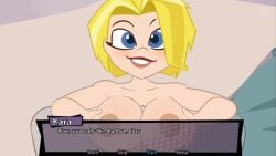 1boy 1girls 2d animated big_breasts boobjob breasts clothing cum dc_comics dc_super_hero_girls high_resolution kara_zor-el male/female medium_hair muscular_female music nipples paizuri partial_male pov semen smile sound spakka5 straight tagme text titjob video