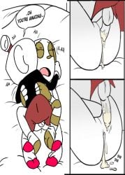 anthro backsack cum cum_in_pussy cuphead cuphead_(game) female mikahead_(character) oc original_character poorly_cropped