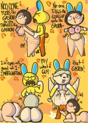 2girls ahe_gao ambiguous_penetration animal_crossing arm_grab ball_lick balls big_ass breasts comic cum cum_inside cumflation ffm_threesome gaston_(animal_crossing) heart-shaped_pupils implied_oral klutzatdusk legs_held_open legs_up looking_pleasured multiple_girls reverse_stand_and_carry_position reverse_suspended_congress spread_legs standing_sex stomach_bulge sucking_testicles threesome vaginal_penetration villager_(animal_crossing)