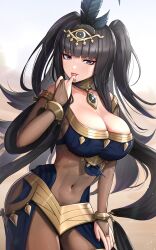 1girls :p alternate_costume bangs bare_shoulders black_hair black_nails blunt_bangs bodystocking bracer breasts bridal_gauntlets circlet cleavage covered_navel cowboy_shot feather_hair_ornament feathers female female female_only fingernails fire_emblem fire_emblem_awakening fire_emblem_heroes gonzarez hair_ornament highres jewelry large_breasts licking licking_finger long_hair looking_at_viewer nail_polish neck_ring nintendo official_alternate_costume plegian purple_eyes purple_nails seductive seductive_smile solo tharja_(fire_emblem) tharja_(plegian)_(fire_emblem) thighlet tongue tongue_out two_side_up very_long_hair