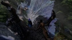 3d 3d_(artwork) anal anal_sex animal_genitalia blue_body blue_penis blue_scales blue_tongue blue_wings capcom claws digital_media_(artwork) dragon duo elder_dragon erection eye_contact feet feral feral_penetrated from_front_position genitals grass hair happy happy_sex hindpaw holding_leg horn human human_on_feral human_on_male human_penetrating interspecies legs_up light light-skinned_male light_beam looking_at_another lying male male/male male_on_feral male_penetrated male_penetrating male_penetrating_male mammal masturbating_while_penetrated masturbation membrane_(anatomy) membranous_wings missionary_position monster_hunter nude on_back open_mouth outside pawpads paws penetration penile penile_masturbation penile_penetration penis plant scales scalie sex sharp_claws sharp_teeth source_filmmaker spread_legs spreading sunbeam sunlight teeth toes tongue tree velkhana weekyle western_dragon wings yellow_eyes zoophilia