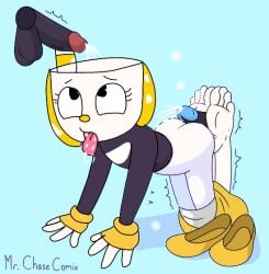 anthro cum cuphead cuphead_(game) feet female foot_fetish footjob mikahead_(character) mr._chase_comix mugman