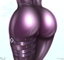 1girls ass ass_focus big_ass big_thighs female female_only genshin_impact huge_ass huge_thighs large_ass latex latex_suit pilen rosaria_(genshin_impact) thick_thighs thigh_strap thighs white_background