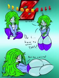 blue_body blush dragon_ball dragon_ball_z femboy giygal green_hair yellow_eyes zarbon