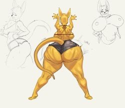 1girls against_wall anthro ass big_ass big_breasts breasts bubble_butt cellulite crop_top dankwoll didi_kay fat_ass female female_focus huge_ass kangaroo large_ass looking_at_viewer milf nipples shorts thick_ass thick_thighs twerking wide_hips