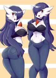 big_ass big_breasts breasts bubble_butt chandra_(lucyfercomic) cleavage clothed clothing female gardevoir hi_res huge_ass lucyfercomic midriff navel nintendo pokémon_(species) pokemon pokemon_(species) thick_thighs wide_hips