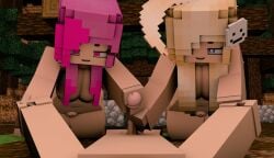 1boy 2girls 3d anonymous_female blonde_hair blue_eyes breasts demon_boy erect_nipples erect_penis forest handjob heart_eyes human_female humanoid looking_at_partner looking_at_viewer male_pov mine-imator minecraft nude_female nude_male open_mouth outside pink_eyes pink_hair pov pov_eye_contact public_nudity public_sex pussy smile super_twit_(supertwit) supertwit tagme tongue_out