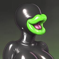 1girls :>= ai_collaboration big_breasts black_body black_skin breasts catzalorian eyeless female female_only green_lips huge_lips humanoid hyper_lips latex latex_body leech leech_(kostos_art) lips noseless shiny_skin thick_lips