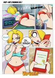 1girls 2023 ass big_ass big_breasts blonde_hair blonde_hair_female blue_eyes bra brushing_teeth comic dc dc_comics dc_super_hero_girls dialogue female female_only gansoman hourglass_figure kara_danvers kara_danvers_(shg) kara_zor-el kryptonian nipple_bulge panties phone pokies sleeping speech_bubble thick_thighs vercomicsporno whatsapp wide_hips