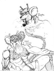 2boys antennae_(anatomy) anthro armpit_hair beard biker_mice_from_mars body_hair borni character_request ear_piercing erection facial_hair gay genitals hair happy_trail humanoid_genitalia humanoid_penis long_beard long_hair looking_at_viewer male male_only mammal mature_male mechanical_arm monochrome mouse murid murine nipples penis piercing pipe pubes rodent smoke smoking_pipe solo