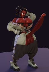 1futa 3d 3d_(artwork) ass big_ass clothed clothing crop_top dark-skinned_futanari dark_skin dreadlocks erection exposed_shoulders facepaint futa_only futanari huge_balls huge_breasts huge_cock human lipstick loose_clothes mostly_clothed ndonsa_(yikes) pants shoes solo standing thong yikes