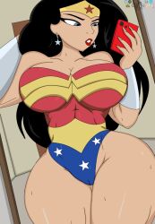 1girls alternate_version_available cbear624 cellphone dc dc_comics diana_prince female female_only phone selfie solo tagme wonder_woman wonder_woman_(series)