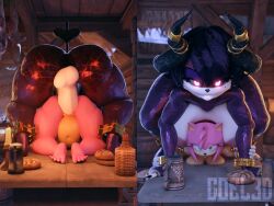 3d absurd_res amy_rose anthro coel3d eulipotyphlan female futanari hedgehog hi_res intersex intersex/female large_breasts mammal mole mole_under_eye scarlet_(coel3d) sega sonic_(series) sonic_the_hedgehog_(series) succubus