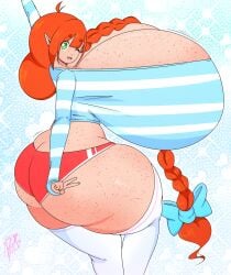 braid cassie_(theycallhimcake) cosplay elf elf_female female ginger huge_ass hyper_breasts original original_character original_characters outfit_swap purpleguyri red_hair riley_moore_(artist) rilli_oshina tagme thick_thighs