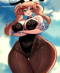 1girls big_breasts breasts cordelia drawing fanart green_eyes huge_breasts large_breasts magentapeel milf muscles muscular orange_hair voluptuous