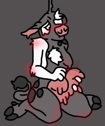 1girls anthro anthro_only beetlebonez blush bovine breasts dripping female_only furry goat transformation udders