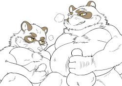 2023 anthro balls belly big_belly canid canine censored duo erection father_and_son gay genitals hi_res hysk incest kemono male male/male male_only mammal moobs overweight overweight_male penis raccoon_dog sengoku_puzzle son tanuki tokugawa_ieyasu yaoi