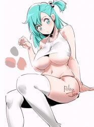 big_breasts blue_eyes blue_hair breasts bulma bulma_briefs dragon_ball dragon_ball_(classic) drangon_ball medium_hair relaxjon teal_hair teenage_bulma teenage_girl teenager thick_thighs thigh_highs thighhighs thong tight_clothing underboob