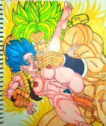 almost_naked broly defeated_heroine dragon_ball dragon_ball_super dragon_ball_z female_gogeta gogeta huge_cock legendary_super_saiyan nude_male princeadam rape rule_63 super_saiyan super_saiyan_blue traditional_media_(artwork) vaginal_penetration