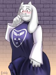 1futa anthro blush bulge bulge_through_clothing cameltail caprine clothed clothing dickgirl erect_penis erection erection_under_clothes erection_under_dress fully_clothed furry futa_only futanari self_upload solo souley69 standing tenting toriel undertale undertale_(series)