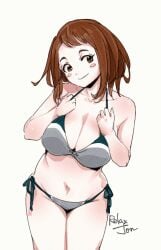 bikini cleavage hourglass_figure my_hero_academia ochako_uraraka relaxjon