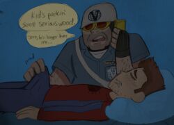 age_difference dean_venture dubious_consent english_text erect_penis erection_under_clothes henchman_21 in_bed male_only morning_wood sleeping text text_bubble touching_penis traditional_art traditional_media_(artwork) venture_brothers yaoi