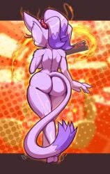 1girls anthro ass ass_focus big_ass blaze_the_cat breasts cat_ears cat_tail feline feline_humanoid fur furry muscular muscular_female ponytail purple_fur sideboob solo sonic_(series) teckworks the_murder_of_sonic_the_hedgehog