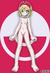 1girls abstract_background accurate_art_style barefoot blonde_hair blue_eyes breasts casual casual_nudity edit feet female female_only hairband human irida_(pokemon) naked nintendo nipples nonsexual_nudity nude nude_filter nudefilterguy nudist official_artwork_edit pale_skin pokemon pokemon_legends:_arceus pokemon_trainer pussy shaved_pussy short_hair solo