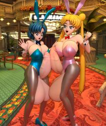 2futas 3d ami_mizuno balls bishoujo_senshi_sailor_moon bowtie bunny_ears bunny_tail bunnysuit casino clothing detached_collar duo erection frottage futa_on_futa futa_only futanari gigantic_testicles huge_cock large_breasts light-skinned_futanari open_mouth oversized_balls penis sailor_mercury sailor_moon shocking_(artist) standing testicles usagi_tsukino wrist_cuffs