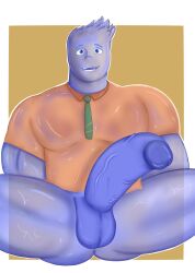 abs anthro balls bara big_penis bottomless disney elemental elemental_(pixar) elemental_creature elemental_humanoid flexing_bicep genitals humanoid humanoid_genitalia humanoid_penis male male_focus male_only muscular muscular_male nervous pecs penis pixar rino99172069 rino_nsfw shirt smiling solo translucent translucent_body uncut veiny veiny_penis wade_ripple water water_creature