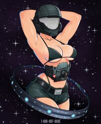 1girls 343_industries arms_behind_head artist_request belt belt_buckle big_boobs big_tits bikini bikini_top black_belt black_bra black_helmet black_jean_shorts black_jeans black_shorts boobs bra breasts female female_focus female_only female_soldier halo halo_(series) halo_ring hands_behind_head helmet helmet_with_visor hips jean_shorts large_breasts military_girl military_helmet no_sex odst orbital_drop_shock_trooper partially_clothed_female perky_breasts pin_up shorts soldier solo_female solo_focus space space_background star stars thick_thighs thighs tits unsc white_visor