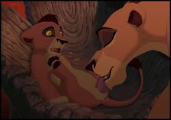 anthro balls blowjob blowjob_face bodily_fluids cub disney duo erection felid female feral genitals hi_res incest incest_play kaion kovu licking lion male male/female mammal mother mother_and_son oral pantherine penis son the_lion_king tongue tongue_out young zira zoophilia