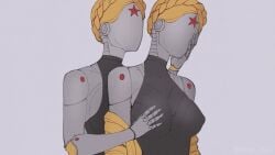 2d_animation 2girls animated ass atomic_heart breast_grab breasts large_breasts left_(atomic_heart) multiple_girls nipples right_(atomic_heart) robot_girl tagme the_twins_(atomic_heart) thick_thighs thighhighs thighs video