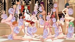 20girls 3d 6+girls annette_fantine_dominic ass barefoot bernadetta_von_varley breasts byleth_(fire_emblem) byleth_(fire_emblem)_(female) catherine_(fire_emblem) cheerleader clothed_female clothed_female_nude_female completely_nude completely_nude_female constance_von_nuvelle covering_breasts covering_crotch dorothea_arnault dress dume edelgard_von_hresvelg female female_only fire_emblem fire_emblem:_three_houses flayn_(fire_emblem) hapi_(fire_emblem) harem hat hilda_valentine_goneril indoors ingrid_brandl_galatea leonie_pinelli long_hair lysithea_von_ordelia manuela_casagranda marianne_von_edmund medium_hair mercedes_von_martritz monica_von_ochs multiple_girls naked_hat navel nintendo nude nude_female petra_macneary pom_pom_(cheerleading) rhea_(fire_emblem) shamir_nevrand short_hair splits splits_position throne throne_room yuri