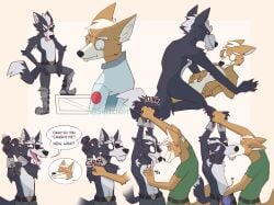 absurd_res anthro armpit_hair body_hair bound bulge canid canine canis clothed clothing duo eye_patch eyewear fox fox_mccloud hi_res kissing male male/male male_only mammal nintendo star_fox switchbit tongue tongue_out topless underwear wolf wolf_o'donnell