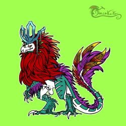 balls deity dracokaito dracokaitonsfw dragon fantasy feathers feral flat_colors flower fur genitals green_background hi_res hybrid male nintendo paradox_pokemon plant pokemon pokemon_(species) simple_background smile solo walking_wake