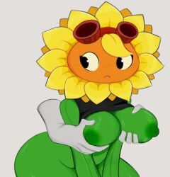 2d fertilizing_(artist) green-skinned_female green_skin plants_vs_zombies pvz solar_flare_(pvz) sunflower_(pvz) tagme