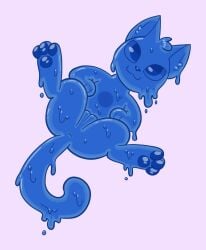 blue_body catboyjail domestic_cat felid feline felis female feral genitals goo_creature hi_res mammal presenting presenting_pussy pussy slime solo solo_focus zoophilia