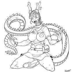 1futa anthro big_penis bulma_briefs doomington dragon_ball dragon_girl dragon_humanoid dragon_penis eastern_dragon erection futa_only futa_sans_balls futanari long_tail post_transformation scales shocked_expression solo species_transformation torn_clothes transformation