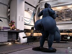 3d 3d_(artwork) bottom_heavy futanari gynomorph hyper hyper_anus hyper_ass hyper_balls hyper_genitalia hyper_penis liara_t'soni mass_effect nude nude_futanari overweight renrenrew