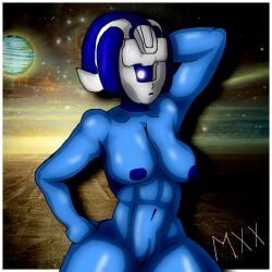 1_eye abstract alien alien_girl blue_skin breasts female female_only muscular muscular_female naked naked_female original sci-fi science_fiction space