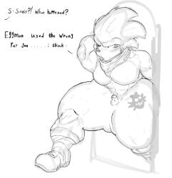 1boy 2022 abs bara big_chest big_pecs big_thighs blush blush_lines boots_only chest dialogue digital_art digital_drawing_(artwork) digital_media_(artwork) eggman_logo english english_dialogue english_text furry furry_only gay hedgehog hedgehog_humanoid huge_thighs male male_focus male_only micropenis muscular muscular_arms muscular_chest muscular_legs muscular_male muscular_pecs muscular_thighs para-p pecs sega sketch small_balls small_penis sonic_(series) sonic_boom sonic_the_hedgehog sonic_the_hedgehog_(series) tattoo tattoo_on_thigh uncolored