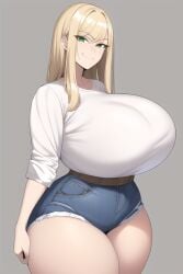 1girls ai_generated ass bedroom_eyes big_ass big_breasts big_butt blonde_hair breasts breasts_bigger_than_head busty butt clothed clothes clothing female female_only front_view fully_clothed gakapin green_eyes grin hips huge_ass huge_breasts huge_butt human human_only hyper_breasts jeans large_ass large_breasts large_butt long_hair looking_at_viewer milf novelai original original_artwork original_character simple_background small_waist smile smug smug_face solo solo_female stretched_clothing t-shirt taller_girl thick thick_ass thick_thighs thighs tight_clothing voluptuous voluptuous_female wide_hips