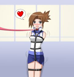 1girls 2d alyssa_(yu-gi-oh!_duel_links) blush bondage bondage_harness collar drooling female female_only femsub griever3610 leash open_mouth shaking short_hair solo solo_female speech_bubble submissive_female yu-gi-oh! yu-gi-oh!_duel_links yu-gi-oh!_gx