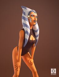 1girls 3d ahsoka_tano airress3d airress3d_(3d-modeller) alien alien_girl athletic athletic_female bending_forward bent_over blender blue_eyes boob_window breasts cleavage clone_wars clothed clothing face_markings facial_markings female female_focus female_only jedi leaning leaning_forward lekku lekku_(anatomy) one-piece_swimsuit orange_body orange_skin petite petite_body pose posing side_view simple_background small_breasts solo solo_female solo_focus standing star_wars the_clone_wars:_season_seven togruta watermark