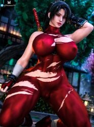 3d 3d_(artwork) bandai_namco black_hair bodysuit breasts brown_eyes curvaceous curvy curvy_body curvy_female curvy_figure erect_nipples female fit fit_female large_breasts nipple_bulge nixmare_(artist) solo solo_female soul_calibur soul_calibur_vi taki thick_hips thick_legs thick_lips thick_thighs thighs tight_clothing voluptuous wide_hips