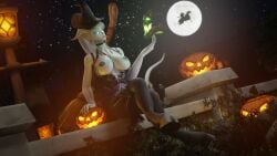 1girls 3d blizzard_entertainment draenei elly_(draenei) halloween huge_breasts morilymory original_character warcraft world_of_warcraft