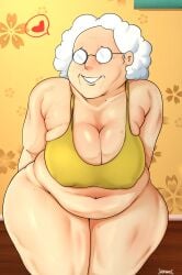 1girls big_breasts bra cartoon_network courage_the_cowardly_dog gilf glasses hikinks light-skinned_female light_skin muriel_bagge no_panties older_female thick_thighs very_old_female voluptuous voluptuous_female wide_hips